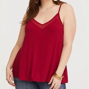 Torrid Red Super Soft V-Neck Chiffon Inset Cami Tank Top Stretch 5 5X